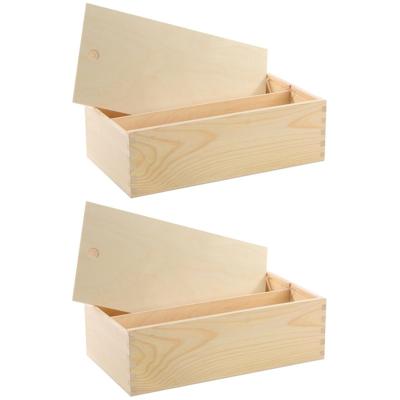 Wijnkist/verpakking - 2x - schuifdeksel - 35,5 x 20 x 10,8 cm - wijnfles verpakking