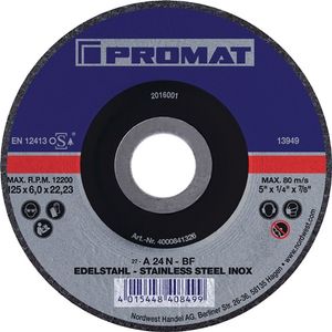 Promat Afbraamschijf | INOX | D115xS6mm | gebogen RVS | gat 22,23 mm - 4000841325 4000841325