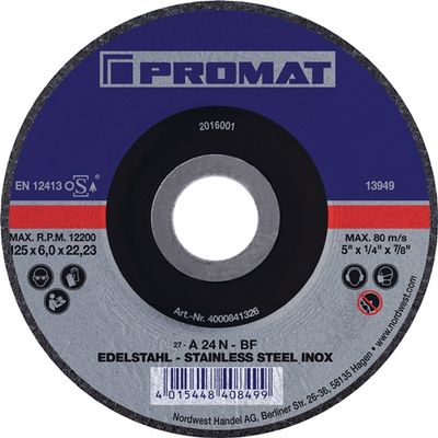 Promat Afbraamschijf | INOX | D115xS6mm | gebogen RVS | gat 22,23 mm - 4000841325 4000841325