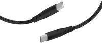 Mobiparts gevlochten USB-C naar USB-C kabel 1m zwart (Bulk) - thumbnail