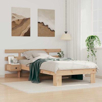 Bedframe met lade met hoofdeinde Bruin 80 x 200 cm Massief grenenhout