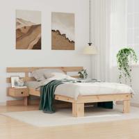 Bedframe met lade met hoofdeinde Bruin 80 x 200 cm Massief grenenhout