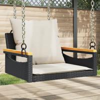 Schommelbank met kussens 63x62x40 cm poly rattan zwart - thumbnail