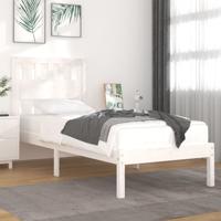 Bedframe massief grenenhout wit 90x200 cm