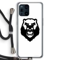 Angry Bear (white): Oppo Find X3 Pro Transparant Hoesje met koord