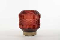 lantern Glass 16 x 17 cm Burgundy With Golden Base Led Bul Anna's Collection - Annas collection