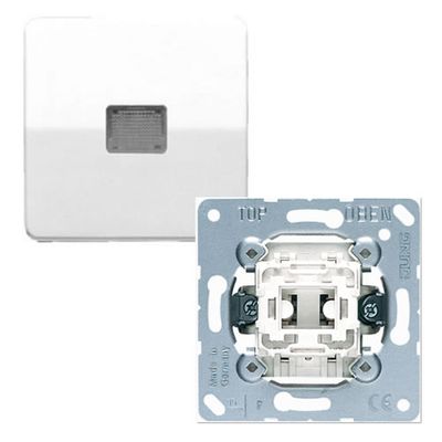 Jung CD500 2-polige schakelaar met drukknop wit