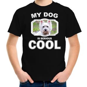Honden liefhebber shirt West terrier my dog is serious cool zwart voor kinderen