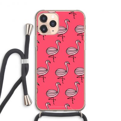 Flamingo: iPhone 11 Pro Max Transparant Hoesje met koord