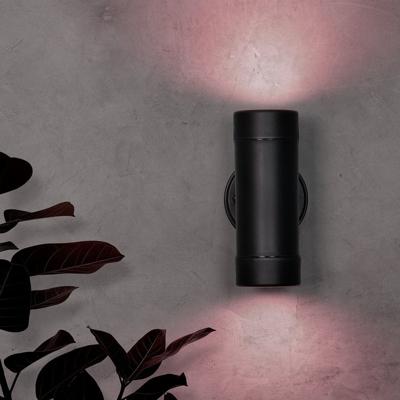 Otey - Smart LED Wandlamp Zwart - Up & Down Light - GU10 11 Watt 690 lumen - RGB WW - Wifi/Bluetooth - IP44 waterdicht - Voor binnen & buiten - Polycarbonaat