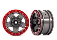 Traxxas - Wheels, TRX-4 Sport 2.2 (gray, red beadlock style) (2) (TRX-8180-RED)