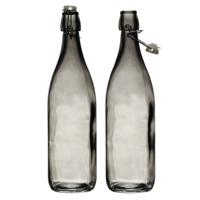 Home Deco Factory Beugelfles/weckfles - 2x - glas - transparant - luchtdicht - 1.0 liter - waterfles