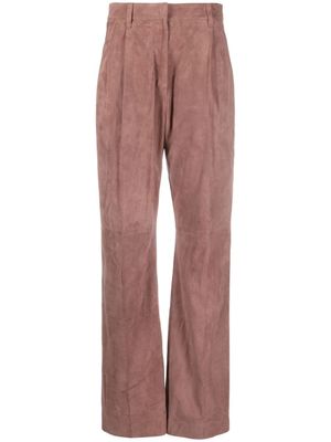 Brunello Cucinelli pantalon en cuir à coupe ample - Rose