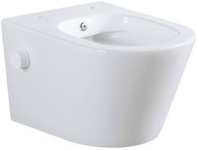 Saqu Wash 2.0 randloos hangtoilet met koudwater-bidetkraan excl. toiletbril wit