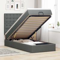 Ottoman bed met matras en LED's 90x190cm stof donkergrijs