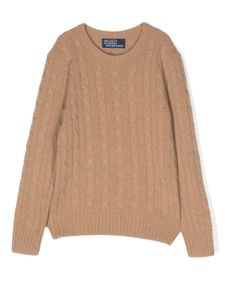 Ralph Lauren Kids pull en maille torsadée - Marron