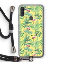 Flamingo party: Samsung Galaxy A11 Transparant Hoesje met koord