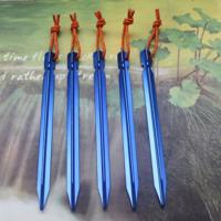 5 stuks aluminiumlegering Tent Peg nagel buiten reizen Tent Accessoires met touw lengte: 18cm(Blue)