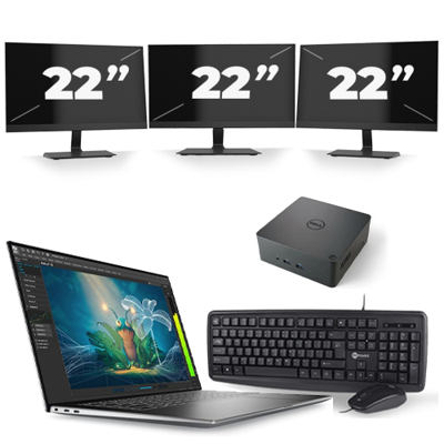 Dell Precision 5570 - Intel Core i7-12e Generatie - 15 inch - 16GB RAM - 256GB SSD - Windows 11 Home + 3x 22 inch Monitor