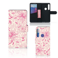 Motorola One Action Hoesje Pink Flowers - thumbnail