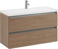 Saqu Gaia voorgemonteerd badmeubel met aluminium greeplijst incl. wastafel 100,5x64xcm toffee