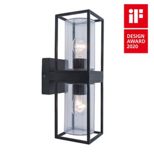 Buitenverlichting glas zwart dubbel 'Flair' 2x e27 fitting 393mm