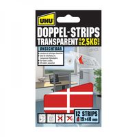 UHU 45515 45515 Dubbelzijdige zelfklevende strips UHU Transparant (l x b) 40 mm x 19 mm 12 stuk(s)