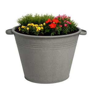 Plantenpot/bloempot Farmer - rond - zink - donkergrijs - D35 X H25 cm