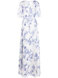 Marchesa Notte Bridesmaids robe longue à fleurs - Bleu