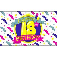 Verjaardags vlag Happy Birthday 18   - - thumbnail