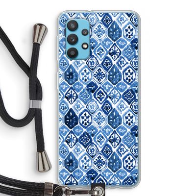 Blauw motief: Samsung Galaxy A32 4G Transparant Hoesje met koord
