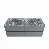 MONDIAZ VICA-DLUX 130cm badmeubel onderkast Plata 4 lades. Inbouw wastafel CLOUD dubbel 2 kraangaten, kleur Lava.