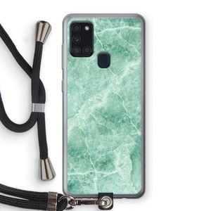 Groen marmer: Samsung Galaxy A21s Transparant Hoesje met koord