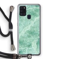 Groen marmer: Samsung Galaxy A21s Transparant Hoesje met koord Groen marmer: Samsung Galaxy A21s Transparant Hoesje met koord
