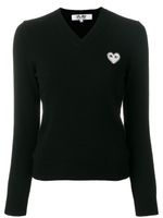 Comme Des Garçons Play V-neck heart logo sweater - Noir