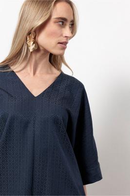 Madison mono jacquard top - dark blue - 13219