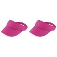 Zonneklep - 2x stuks - fuchsia roze - volwassenen - sportieve zonneklep