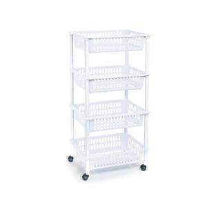 Plasticforte Keukentrolley op wieltjes - 4-laags - wit - kunststof - 40x50x85 cm