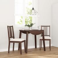 Eetkamerstoelen met kussens 2 st massief hout rubber bruin