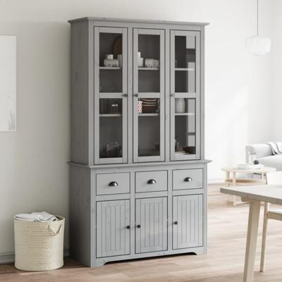 Hoge kast BODO 115,5x43x200,5 cm massief grenenhout grijs