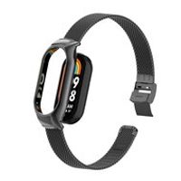 Milanese bandje met case - Zwart - Xiaomi Smart band 8 - thumbnail