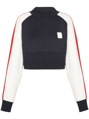 Balmain sweat crop à logo brodé - Bleu