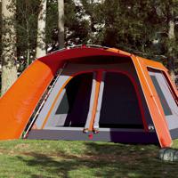 Tent met luifel 9-persoons snelontgrendeling grijs en oranje - thumbnail