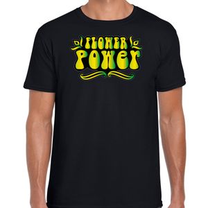 Hippie t-shirt voor heren - flower power - groen/geel - jaren 60 themafeest