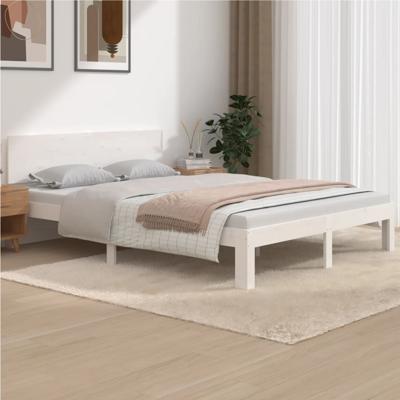 Bedframe massief grenenhout wit 140x190 cm