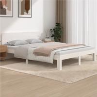Bedframe massief grenenhout wit 140x190 cm
