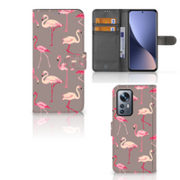Xiaomi 12 Pro Telefoonhoesje met Pasjes Flamingo - thumbnail