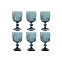Set van bekers Home ESPRIT Blauw Kristal 8 x 8 x 14,5 cm (6 Stuks)