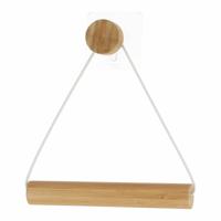 Toiletrolhouder Malmo - hout - wit/naturel - wand/muur - zelfklevend - bamboe/metaal - zonder boren Toiletrolhouder Malmo - hout - wit/naturel - wand/muur - zelfklevend - bamboe/metaal - zonder boren