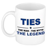 Ties cadeau mok - man myth legend - naam koffiemok / beker - wit en blauw - 300 ml
